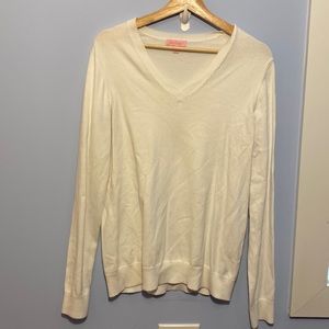 White Lilly Pulitzer V-Neck Sweater- Classic, Timeless, Preppy